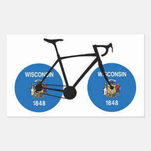 Wisconsin Flag Cycling Rechteckiger Aufkleber