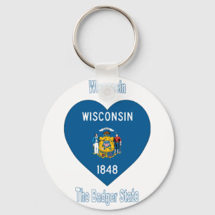 Wisconsin Flag Herz Schlüsselanhänger