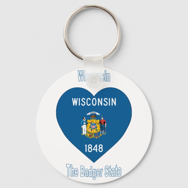 Wisconsin Flag Herz Schlüsselanhänger (Vorderseite)
