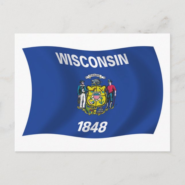 Wisconsin Flag Postkarte (Vorderseite)