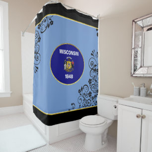 Wisconsin-Flagge Duschvorhang