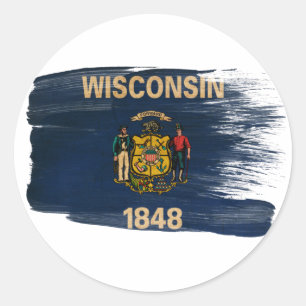 Wisconsin-Flagge Runder Aufkleber