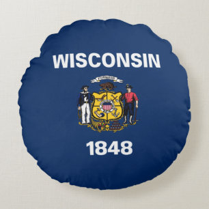 Wisconsin-Flagge Rundes Kissen