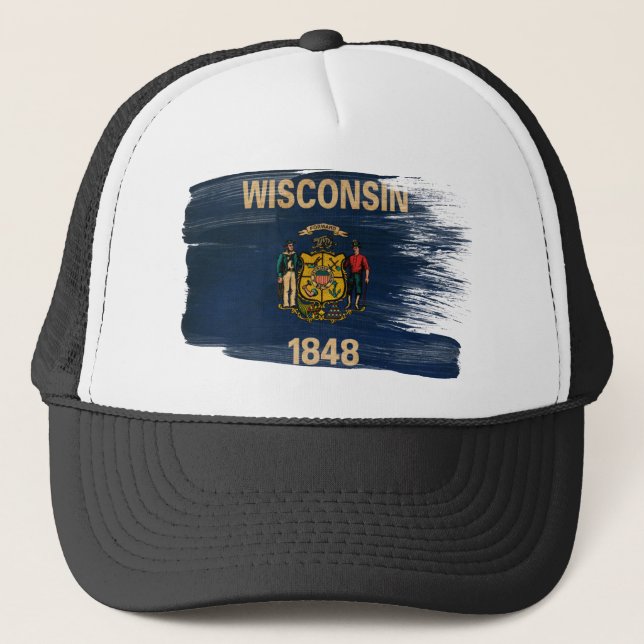 Wisconsin-Flaggen-Fernlastfahrer-Hut Truckerkappe (Vorderseite)