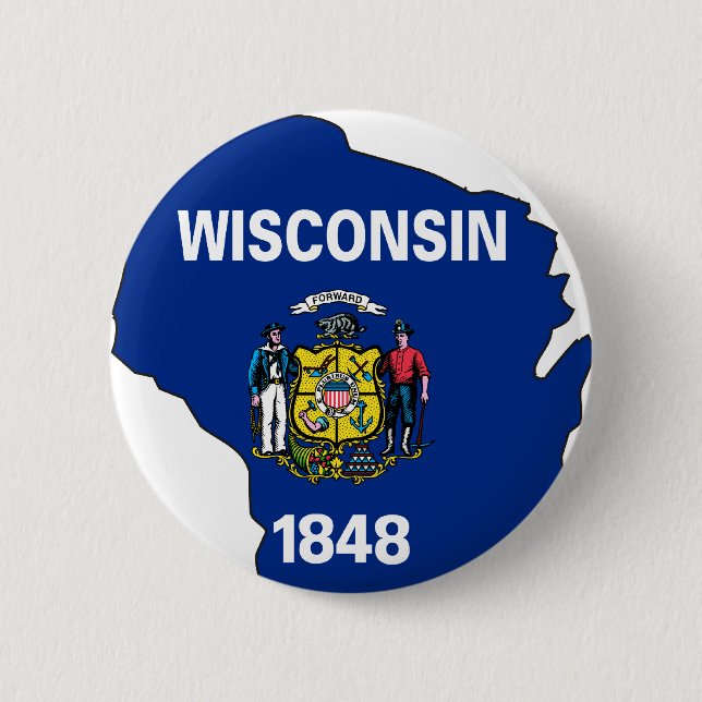 Wisconsin-Flaggen-Karte Button (Vorderseite)