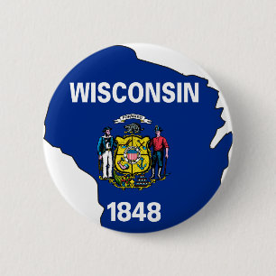 Wisconsin-Flaggen-Karte Button