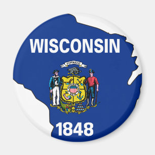Wisconsin-Flaggen-Karte Magnet