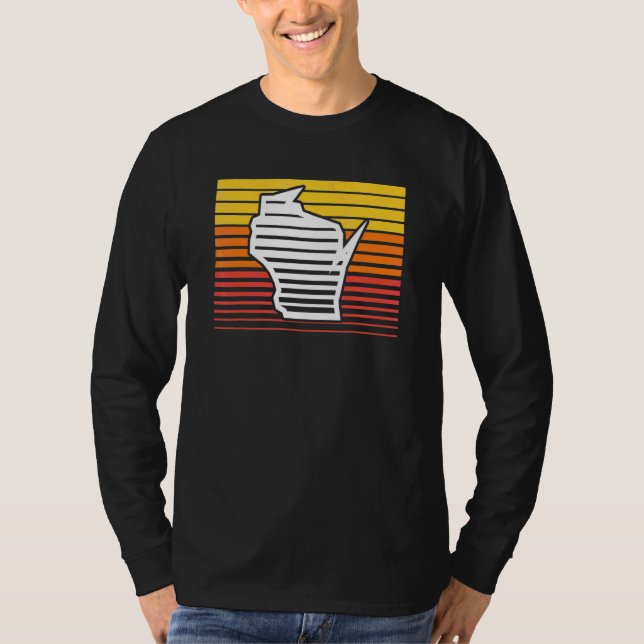 Wisconsin-Form Retro-Wave-Nostalgie-Gradient T-Shirt (Vorderseite)