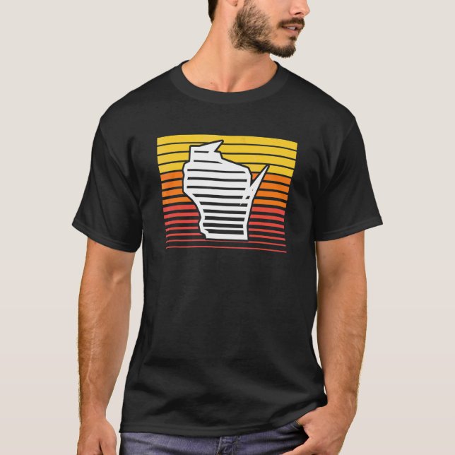 Wisconsin-Form Retro-Wave-Nostalgie-Gradient T-Shirt (Vorderseite)