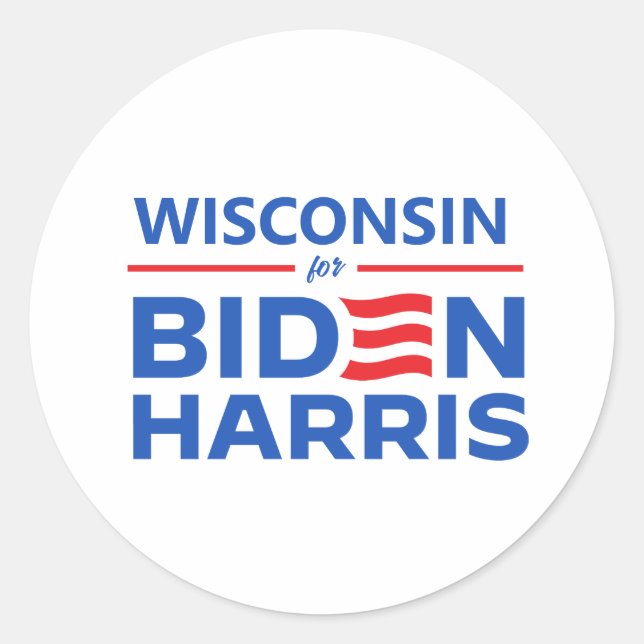 Wisconsin für Biden Harris Runder Aufkleber (Vorderseite)