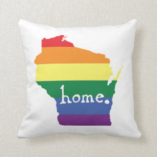 Wisconsin-Gay Pride Karte der Zuhause Kissen