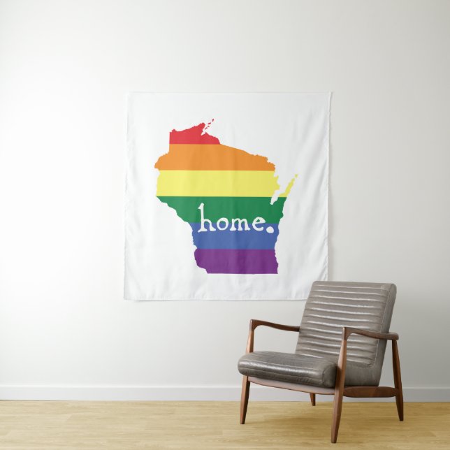 Wisconsin-Gay Pride| Karte der Zuhause Wandteppich (Beispiel)