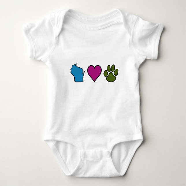 Wisconsin-Herz-Tiere Baby Strampler (Vorderseite)