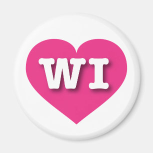 Wisconsin Hot Pink Heart - I Liebe WI Magnet