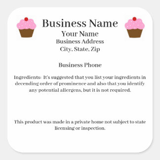 Wisconsin Hütte Zuhause-Label-Bäckerei Quadratischer Aufkleber