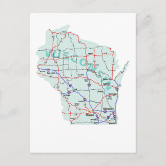 Wisconsin Interstate Map Postcard Postkarte