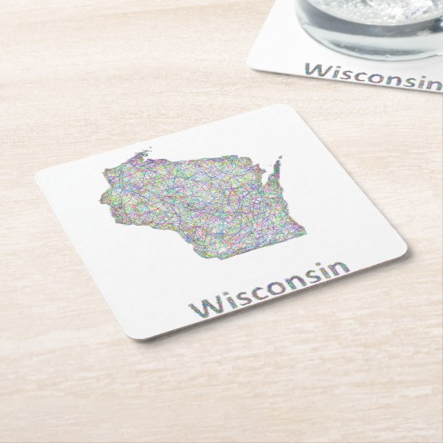 Wisconsin-Karte Rechteckiger Pappuntersetzer (angewinkelt)