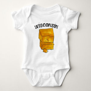Wisconsin Kid Yellow Cheddar Cheese Madison WI Baby Strampler