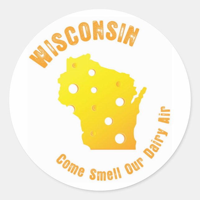 Wisconsin kommt riechen unsere Milchluft Runder Aufkleber (Vorderseite)