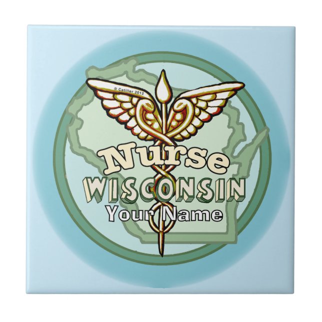 Wisconsin Krankenpfleger Caduceus Fliese (Vorderseite)