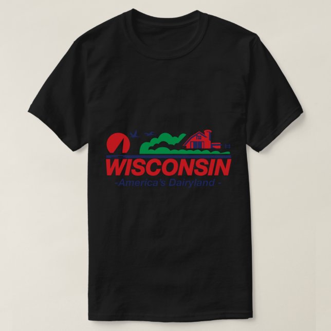 Wisconsin License Plate America's Dairyland T-Shirt (Design vorne)