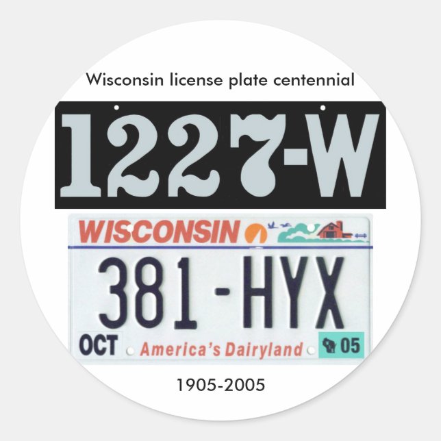 Wisconsin License Plate Centennial Runder Aufkleber (Vorderseite)