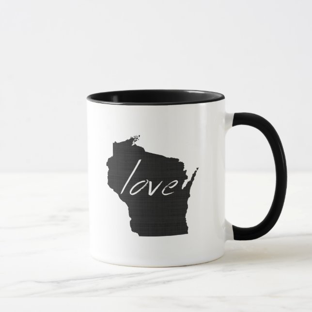 Wisconsin Liebe Staat Map Shaped Black Chalkboard Tasse (Rechts)