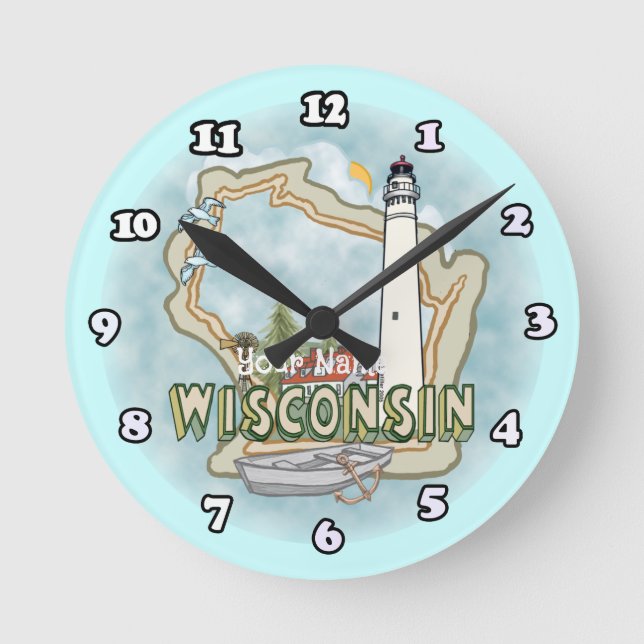 Wisconsin Lighthouse Runde Wanduhr (Vorderseite)