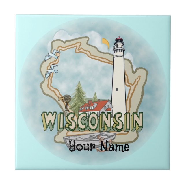 Wisconsin Lighthouse Tile Fliese (Vorderseite)
