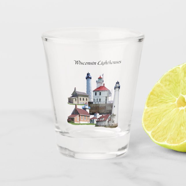 Wisconsin Lighthouses-Glas Schnapsglas (Vorderseite)