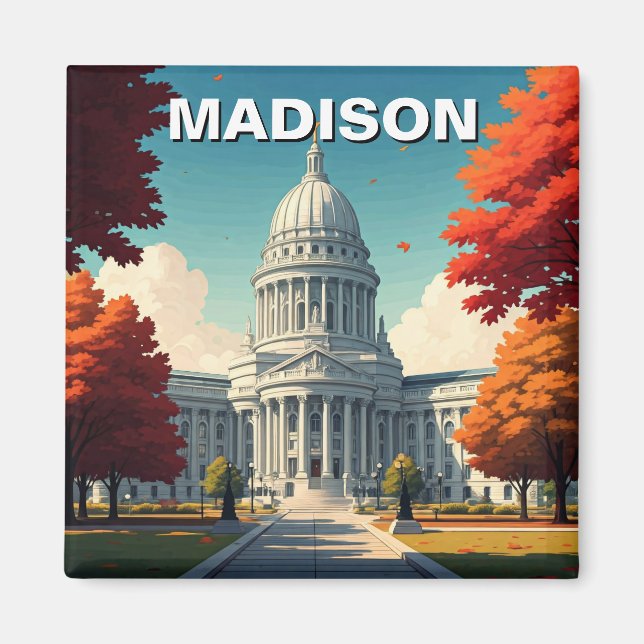 Wisconsin Madison Staat Hauptstadt Magnet (Vorne)
