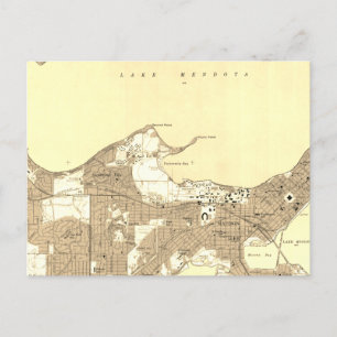 Wisconsin Madison Vintag Retro Map Postkarte