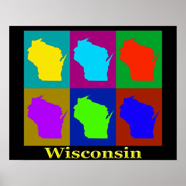 Wisconsin Map-Silhouette Poster (Vorne)