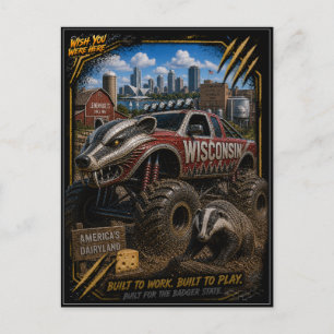 Wisconsin Monster Truck Geländekunst Postkarte