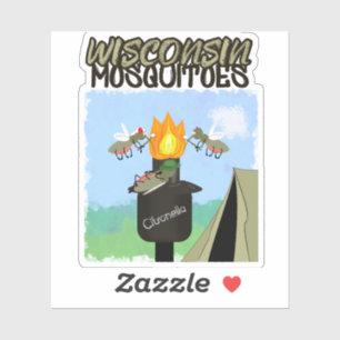 Wisconsin Moskitos Cartoon - Camping von Tiki Aufkleber