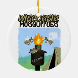 Wisconsin Moskitos Cartoon - Camping von Tiki Keramik Ornament