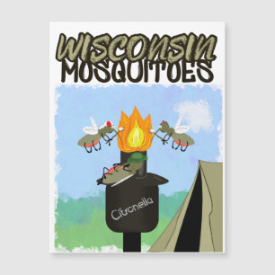 Wisconsin Moskitos Cartoon - Camping von Tiki Magnetkarte