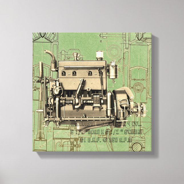 Wisconsin Motor Milwaukee Wisconsin Gas Motor B-3 Leinwanddruck (Vorderseite)