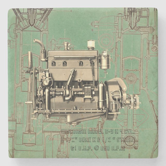 Wisconsin Motor Milwaukee Wisconsin Gas Motor B-3 Steinuntersetzer (Vorderseite)