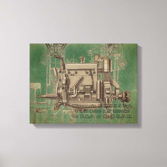 Wisconsin Motor Milwaukee Wisconsin Gas Motor X Leinwanddruck (Vorderseite)