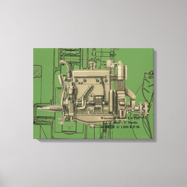Wisconsin Motor Milwaukee Wisconsin Gas Motor X Leinwanddruck (Vorderseite)