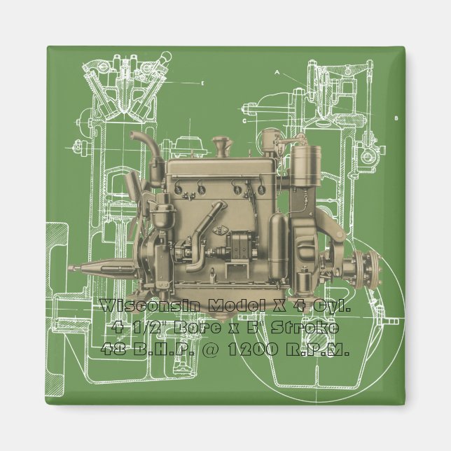 Wisconsin Motor Milwaukee Wisconsin Gas Motor X Magnet (Vorne)