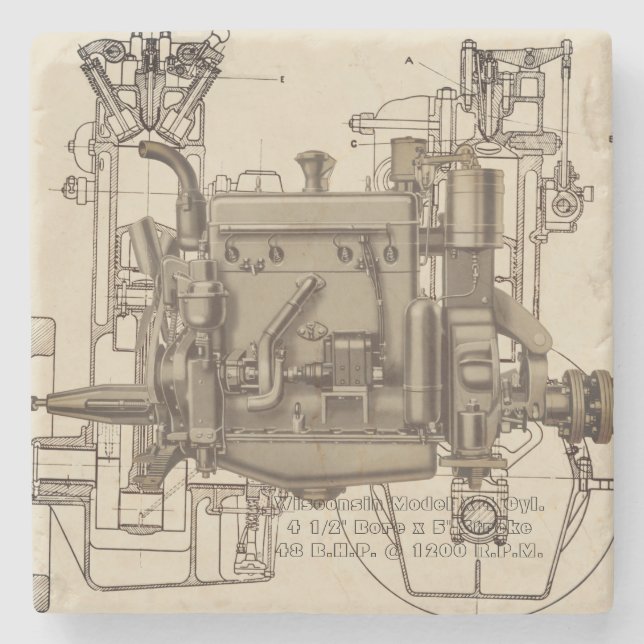 Wisconsin Motor Milwaukee Wisconsin Gas Motor X Steinuntersetzer (Vorderseite)