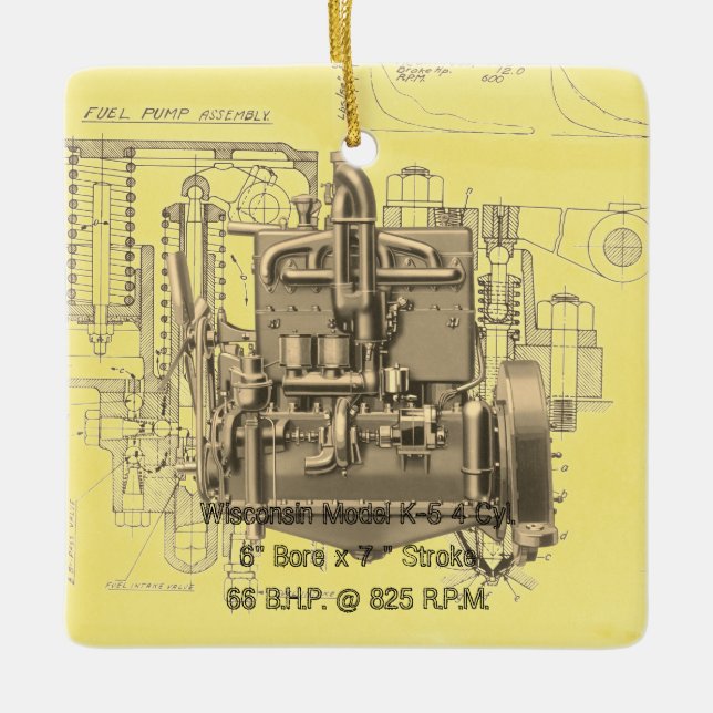 Wisconsin Motor Milwaukee Wisconsin Motor Early K Keramikornament (Vorderseite)