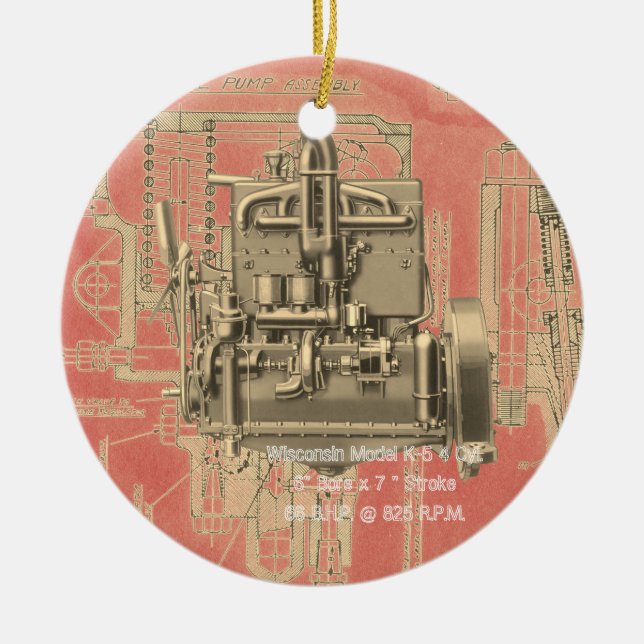 Wisconsin Motor Milwaukee Wisconsin Motor Frühzeit Keramik Ornament (Vorne)