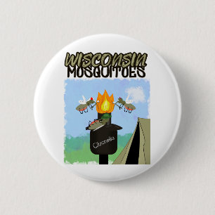 Wisconsin-Mücken-Cartoon - Camping mit Tiki Button