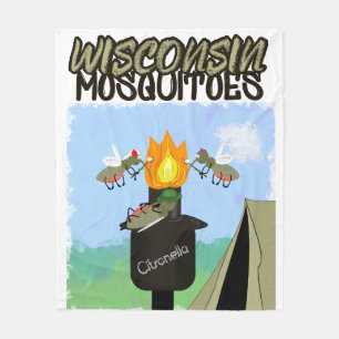 Wisconsin-Mücken Cartoon - Camping mit Tiki Fleecedecke