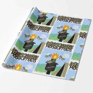 Wisconsin-Mücken-Cartoon - Camping mit Tiki Geschenkpapier