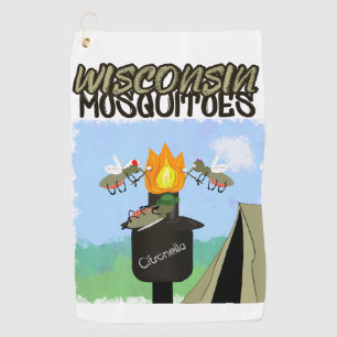 Wisconsin-Mücken-Cartoon - Camping mit Tiki Golfhandtuch