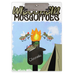 Wisconsin-Mücken-Cartoon - Camping mit Tiki Klemmbrett